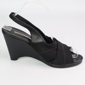 Donald J Pliner slingback 4" wedge sandal black